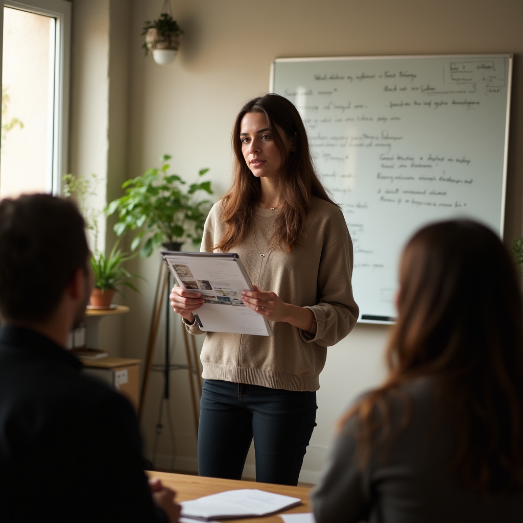 First workshop session with participants learning to present their products clearly